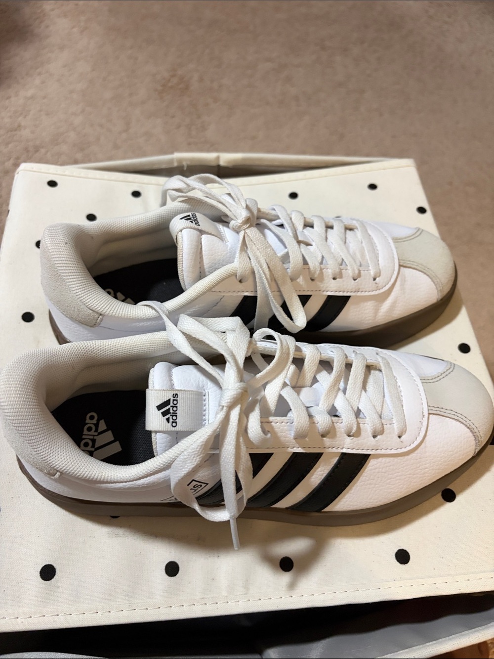adidas White Sambae Sneakers with Black Three-Stripes